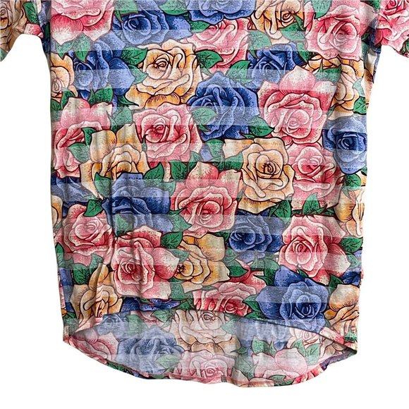 LuLaRoe Women IRMA Top Small Tunic All Over Rose Print High Low Multicolor EUC - Picture 5 of 12